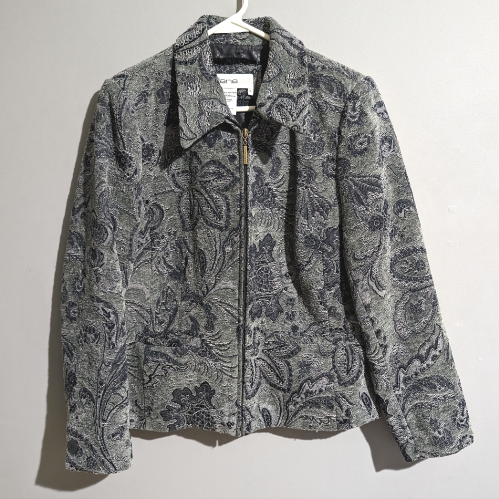 Vintage Lana Lee Tapestry zip up blazer size 14